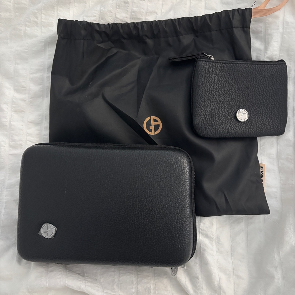 Giorgio Armani x EVA AIR amenity bag including coin pouch and Jurlique skincare